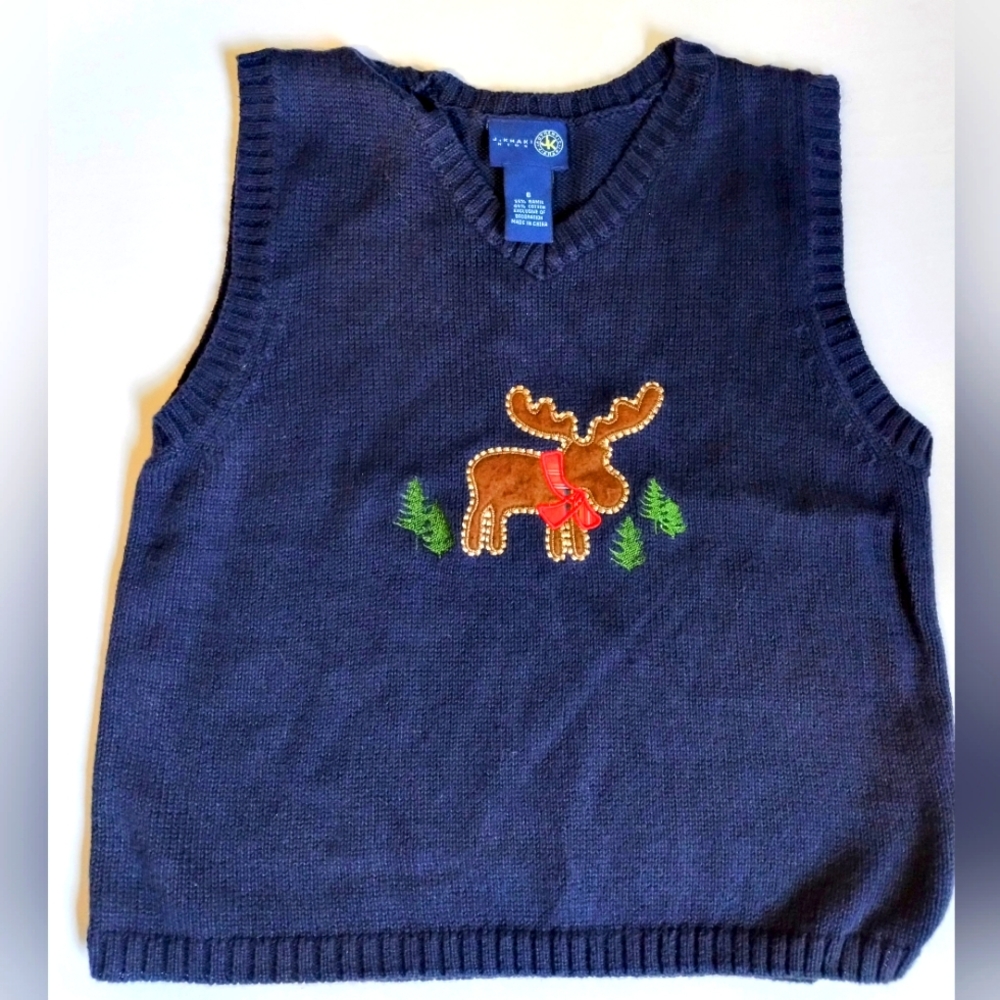 J. Khaki Sweater Vest MOOSE in Woods sz 6